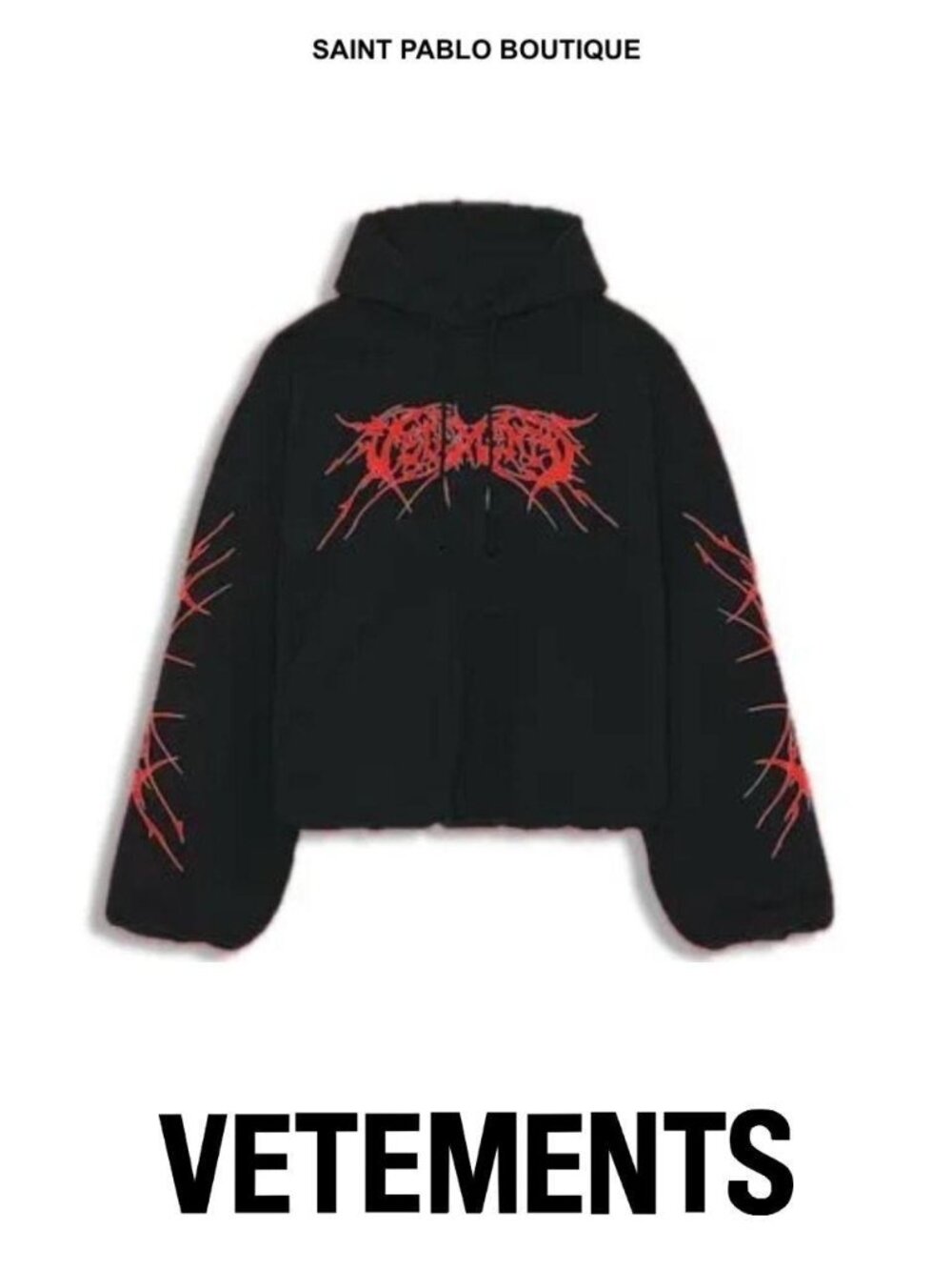 Vetements Death Metal Cropped Oversized Hoodie